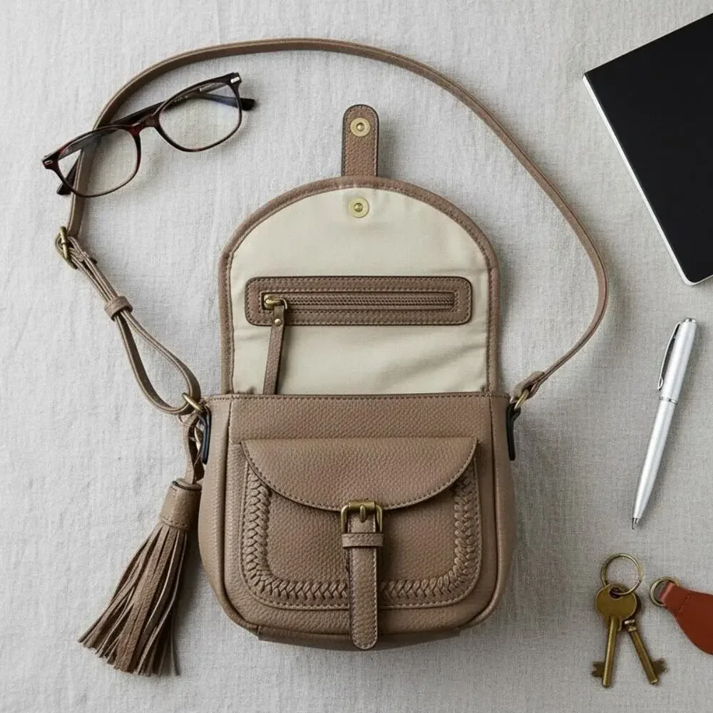 Ampere Harper Vegan Leather Crossbody Bag Purse Brown NWT